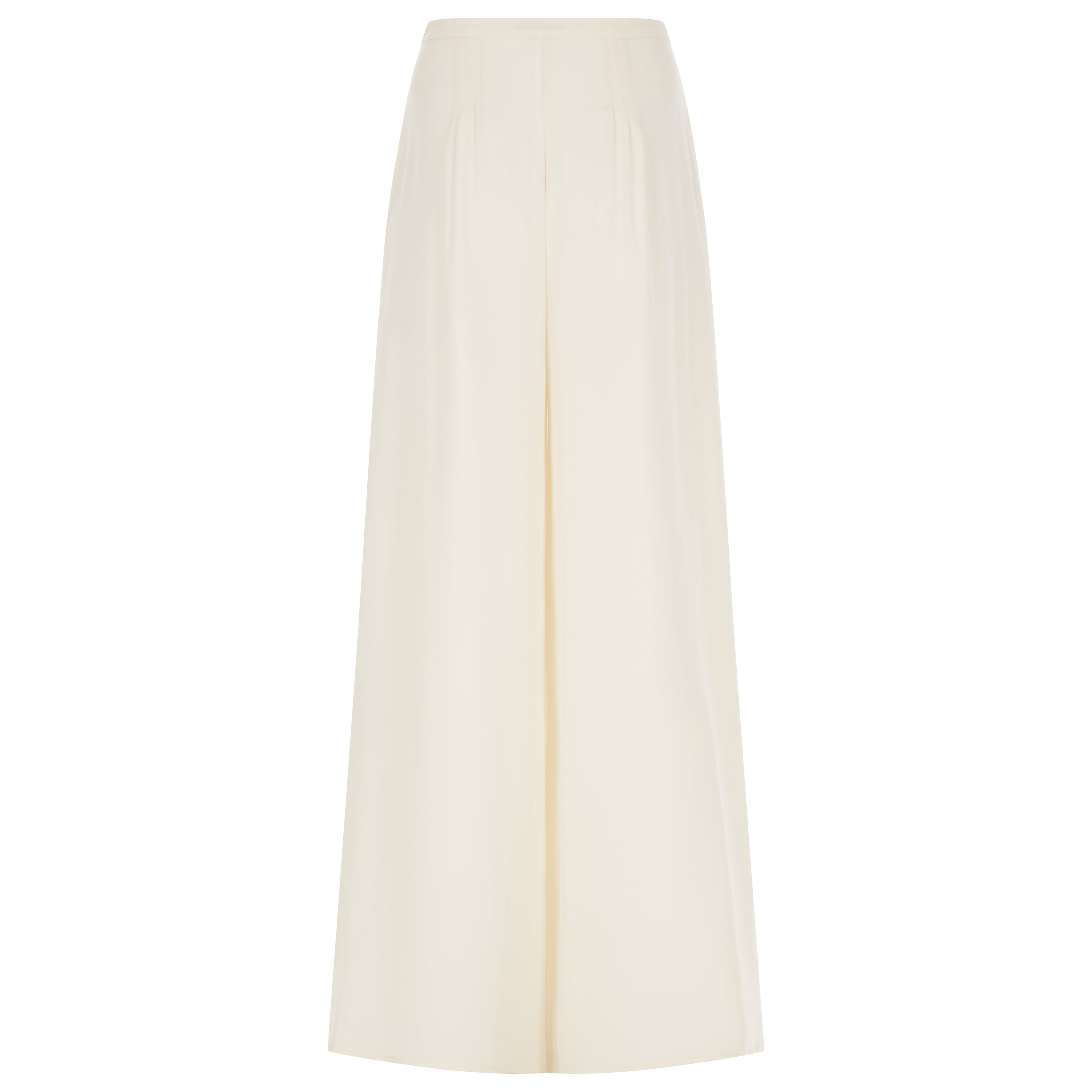 Cream Silk Georgette 3 Pleat Pant - 2