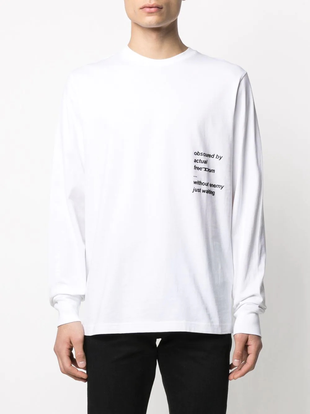 slogan and graphic print long-sleeved t-shirt - 3