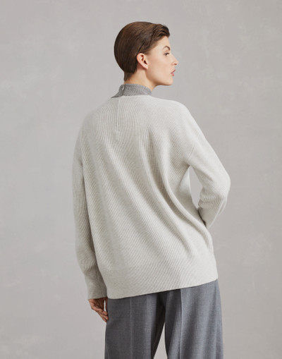 Brunello Cucinelli Cashmere English rib sweater with precious ribbed collar outlook