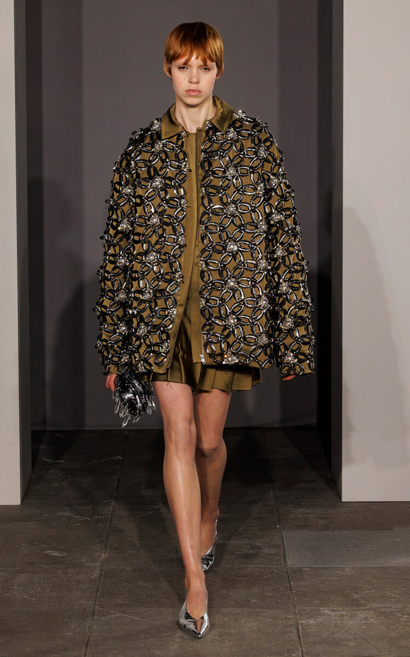 SIMKHAI Rives Pleated Mini Skort bronze outlook