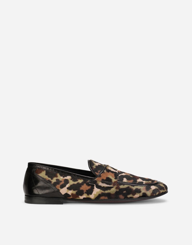 Pony hair slippers with leopard and camouflage print - 1