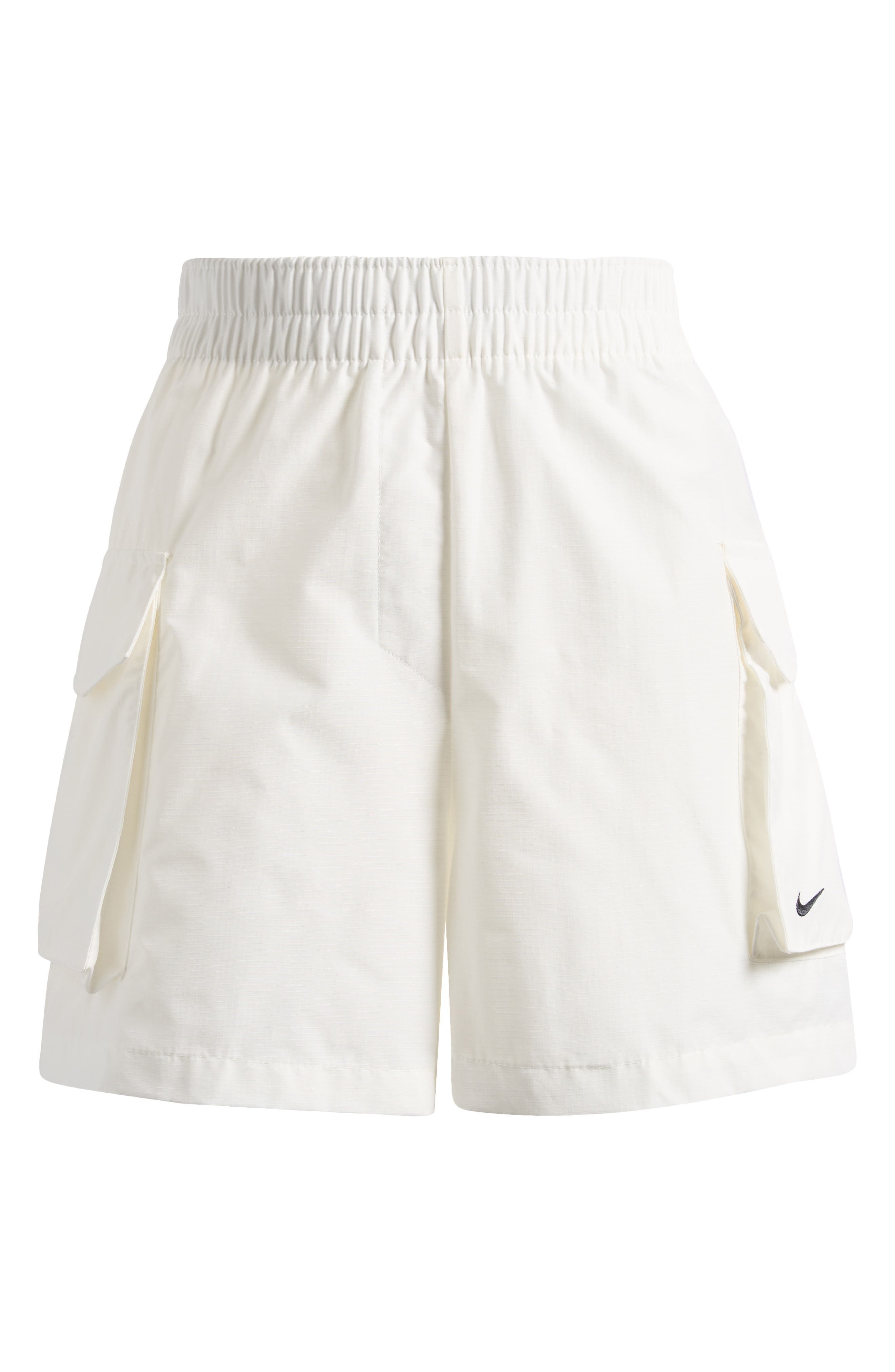 Nike Sportswear Essential Woven High Waist 5-Inch Cargo Shorts in Sail/Black at Nordstrom - 5