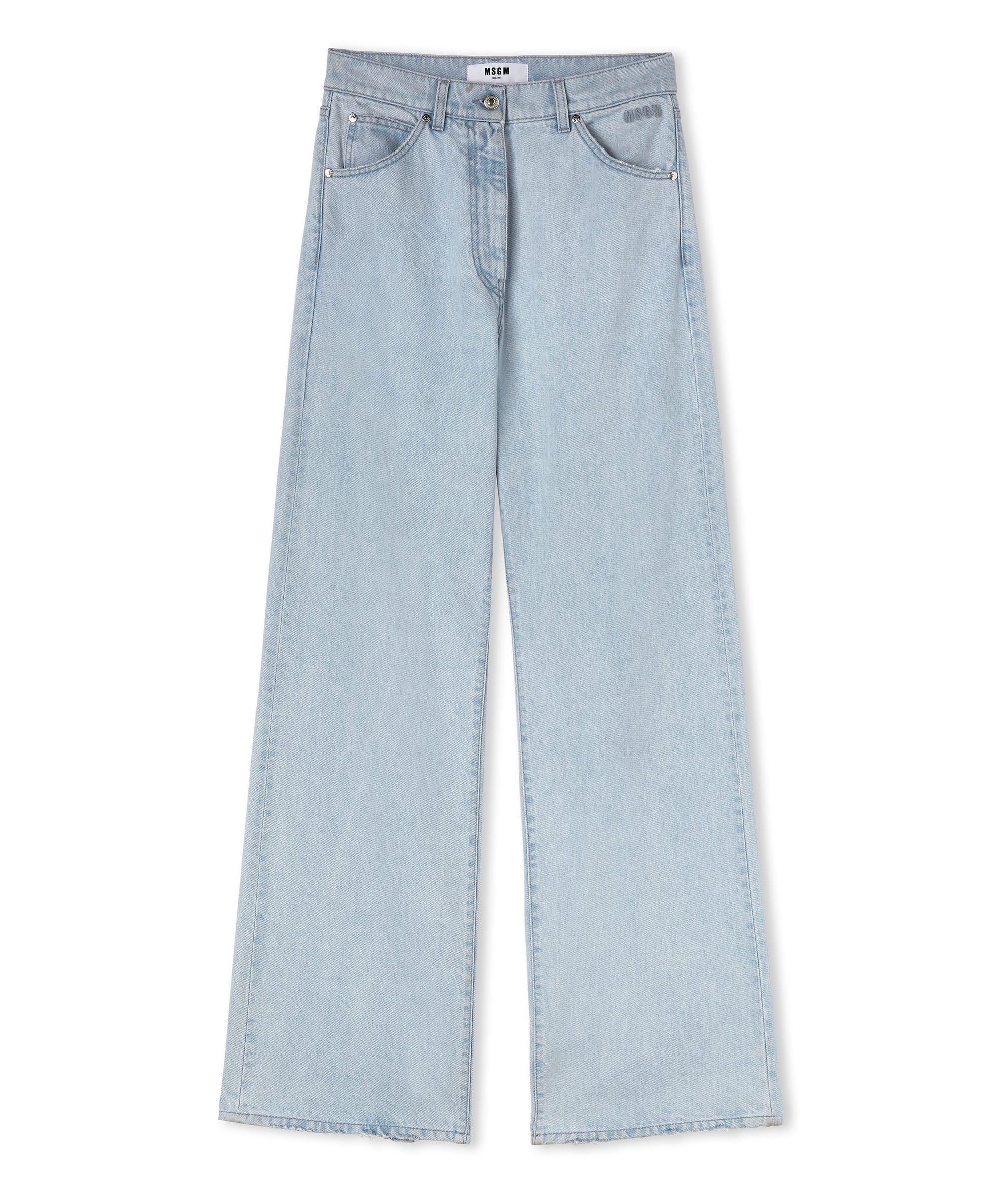 Solid color straight leg jeans - 1