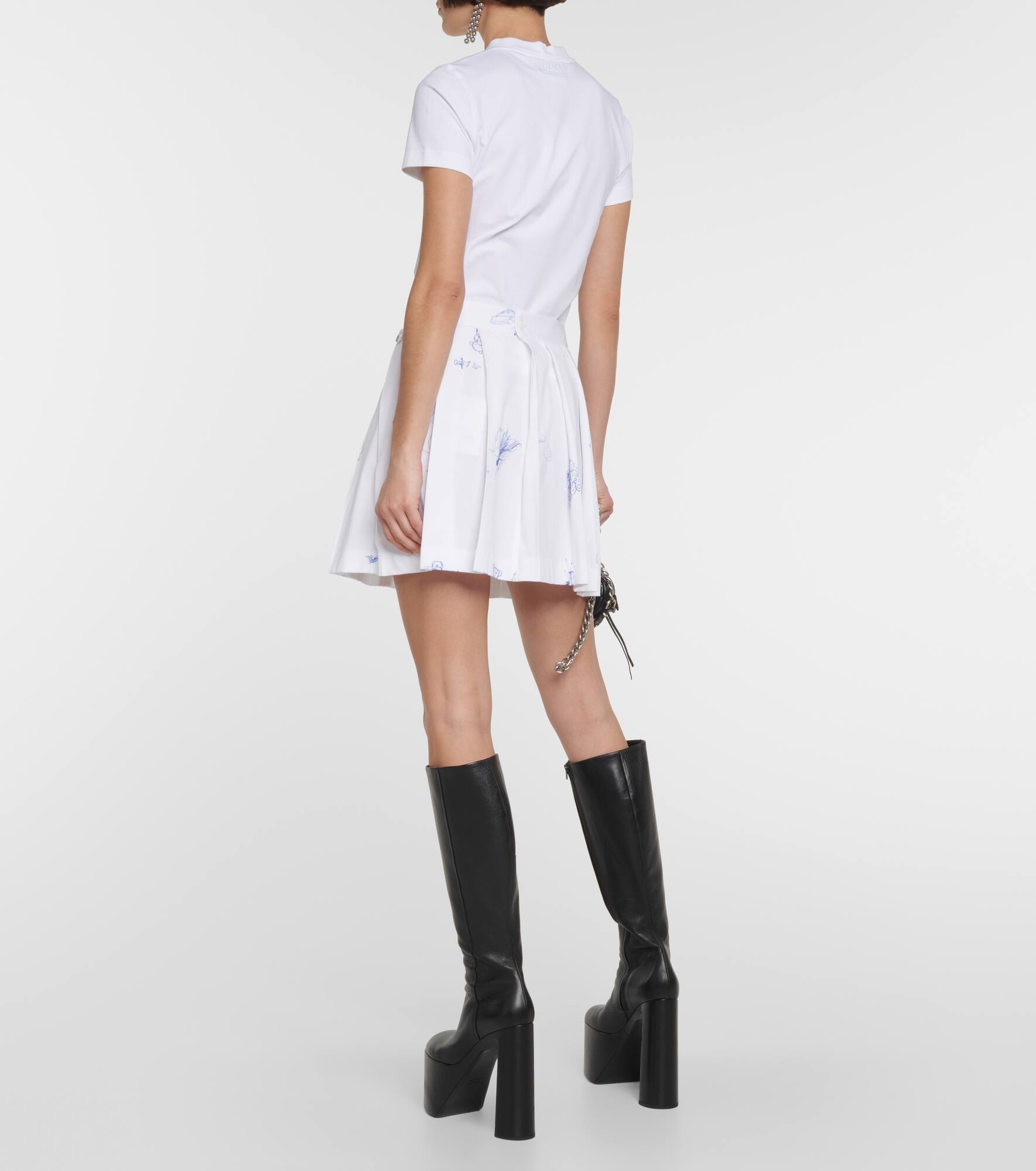 Printed pleated cotton miniskirt - 3