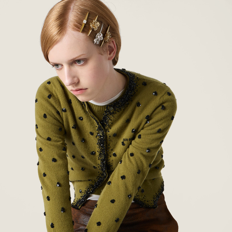 Miu Miu Metal barrettes with crystals outlook