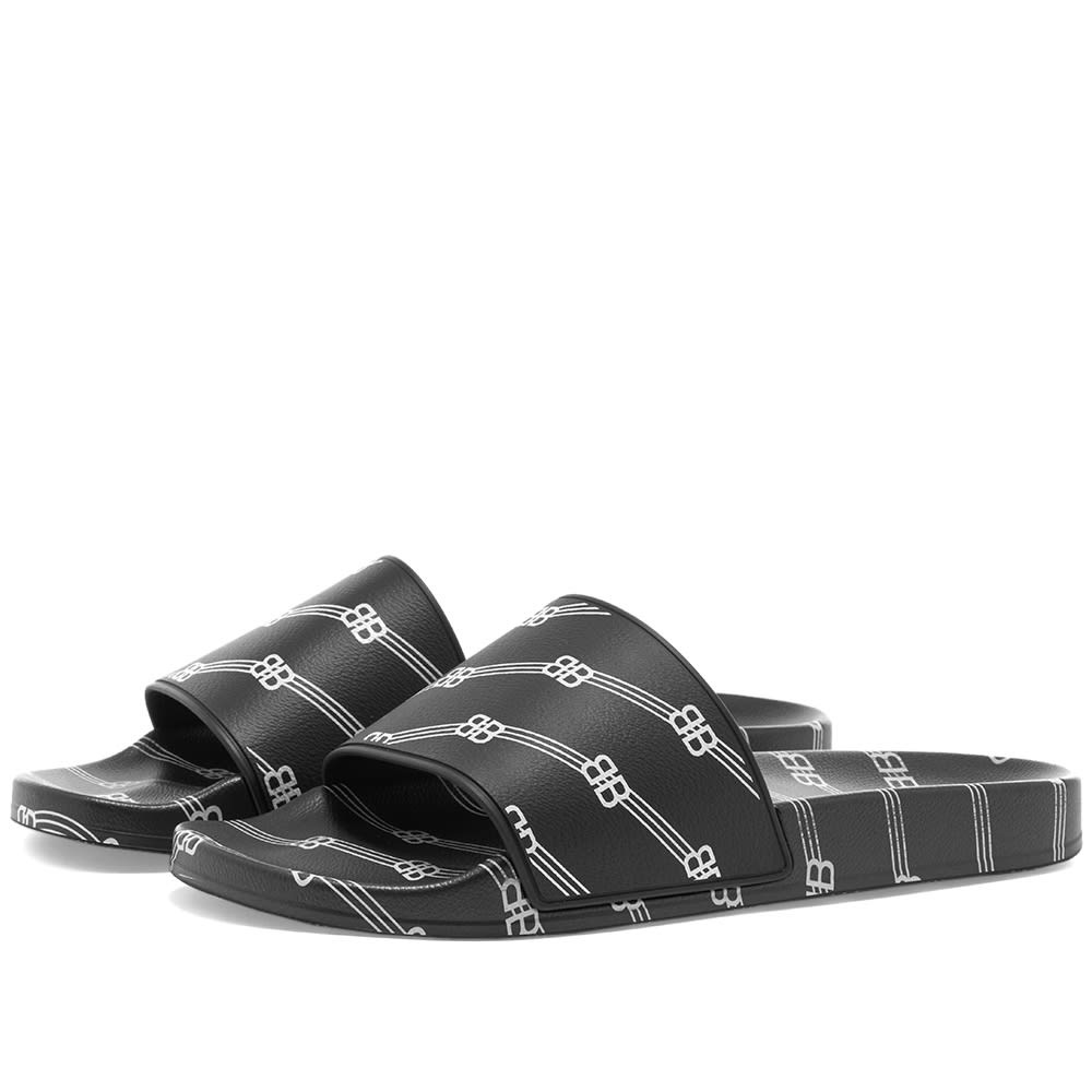 Balenciaga All Over Logo Pool Slide - 1