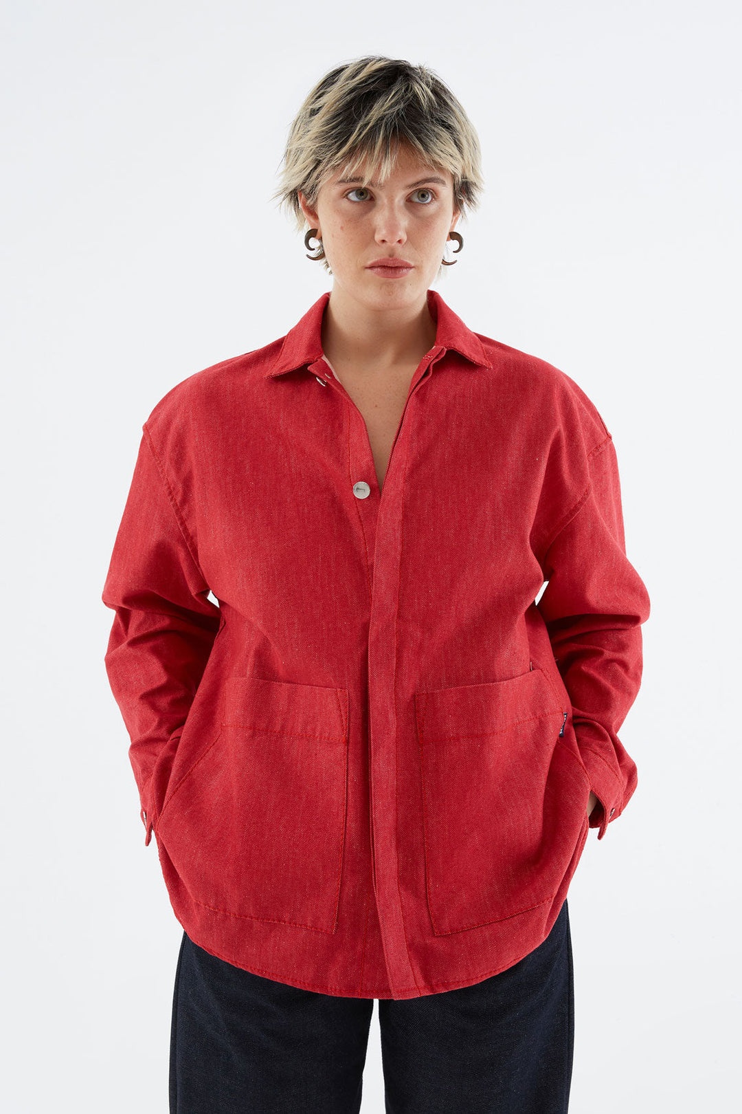 RED DENIM OVER SHIRT - 2