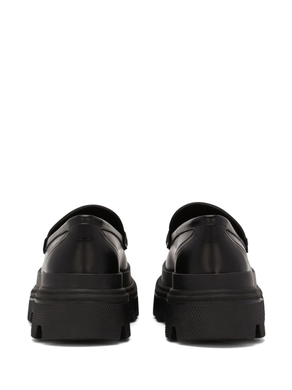 logo-plaque leather loafers - 3