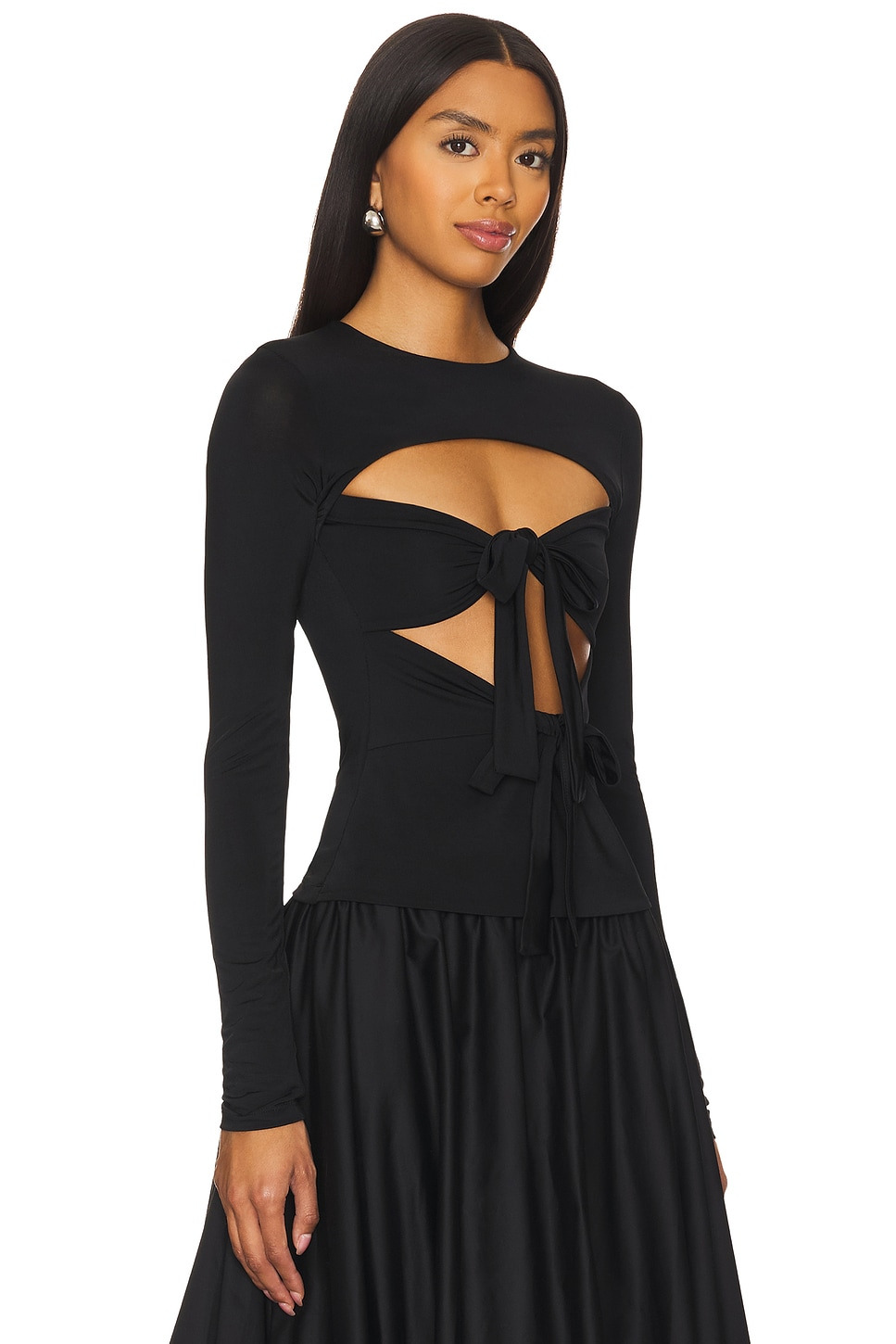 Lenna Tie Front Long Sleeved Jersey Top - 2