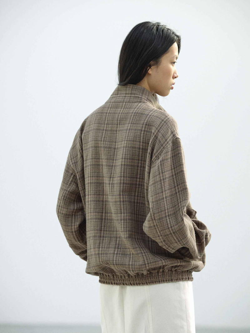 SILK LINEN NEP CHECK ZIP BLOUSON 5