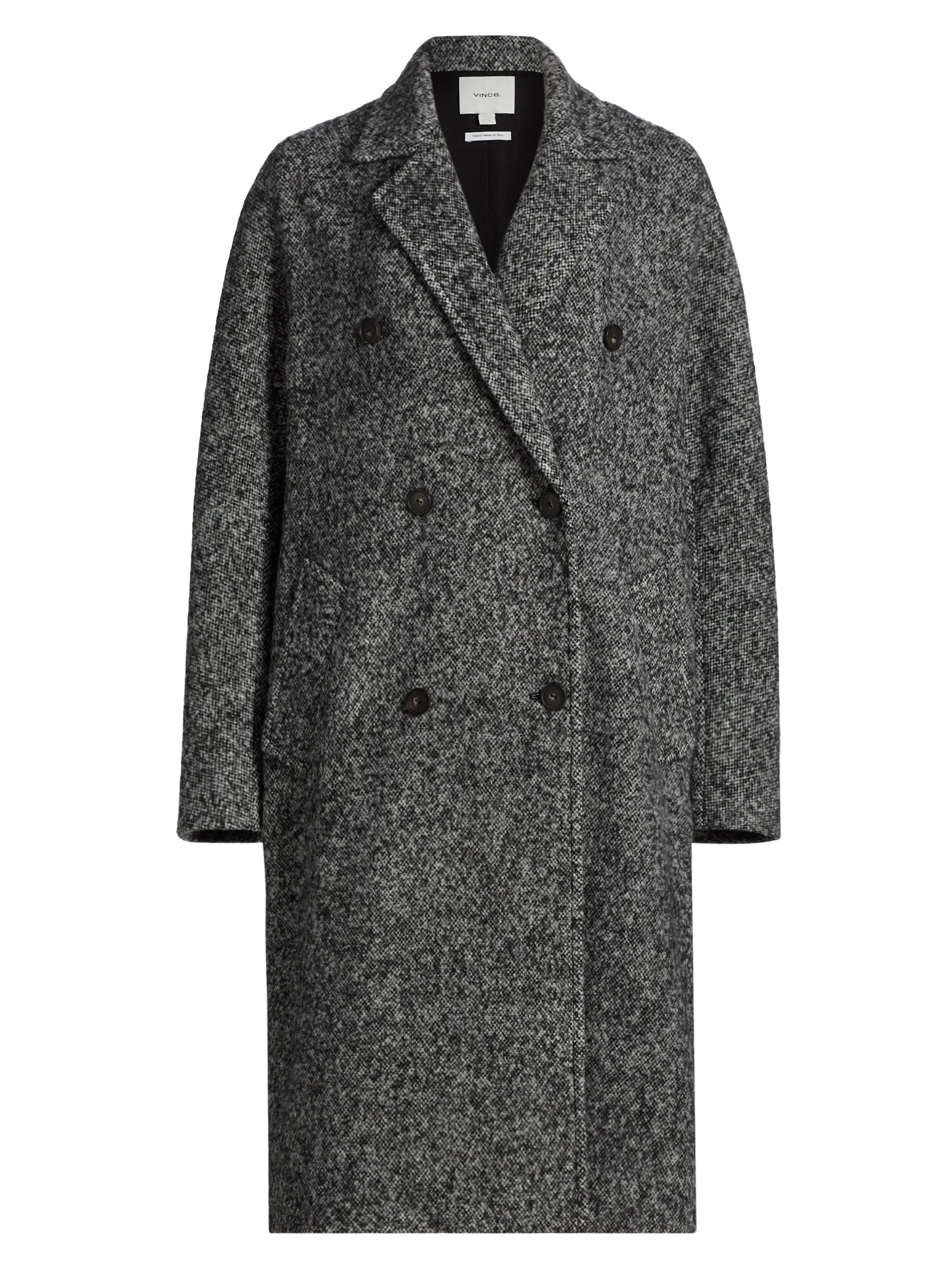 Women's Wool-Blend Double-Breasted Long Overcoat - Greystone - 1