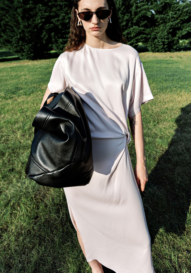 BIRD Knot detail satin dress 1