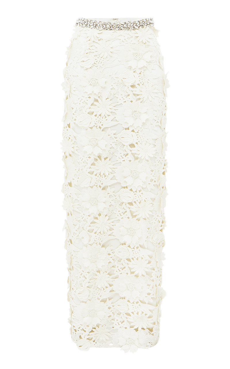 Kyra Embellished Lace Maxi Skirt white 1