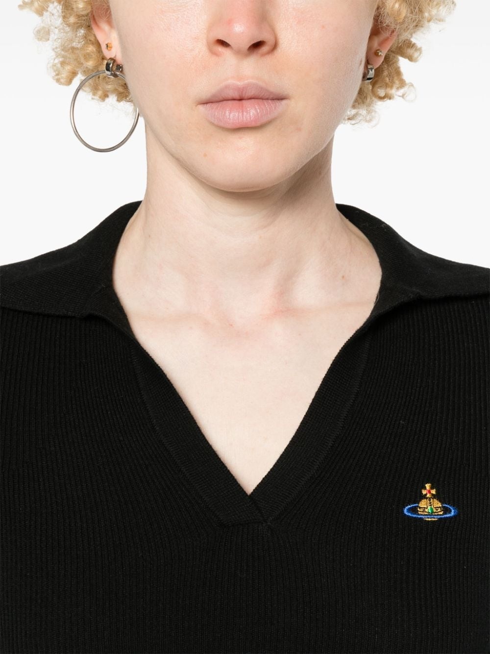Orb-embroidered polo jumper - 5