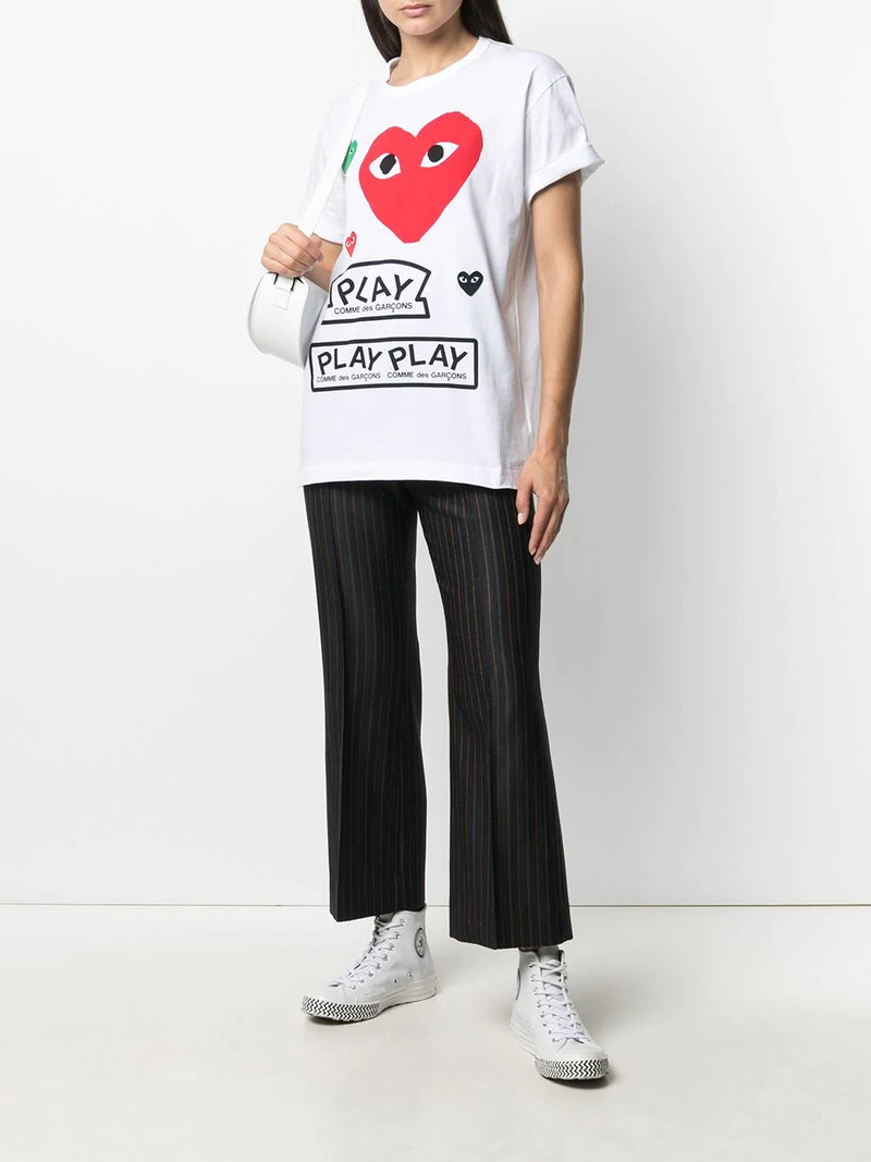 Comme des Garçons PLAY multi logo T-shirt outlook