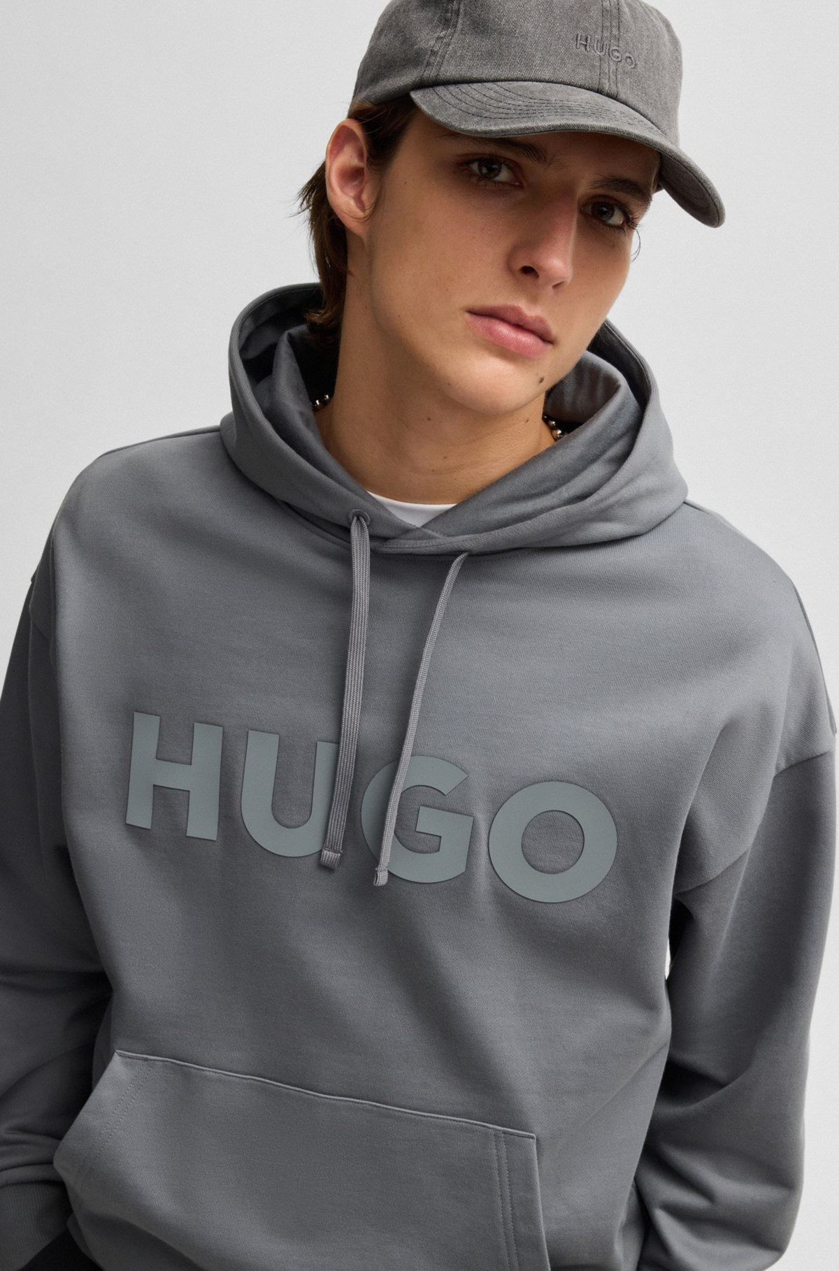 OVERSIZE-FIT HOODIE IN COTTON TERRY WITH TONAL LOGO - 3