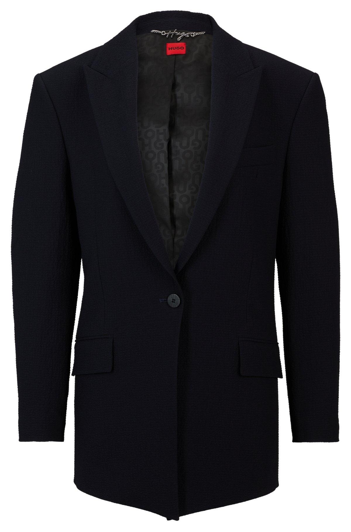 LONGLINE OVERSIZE-FIT JACKET IN SEERSUCKER FABRIC - 1
