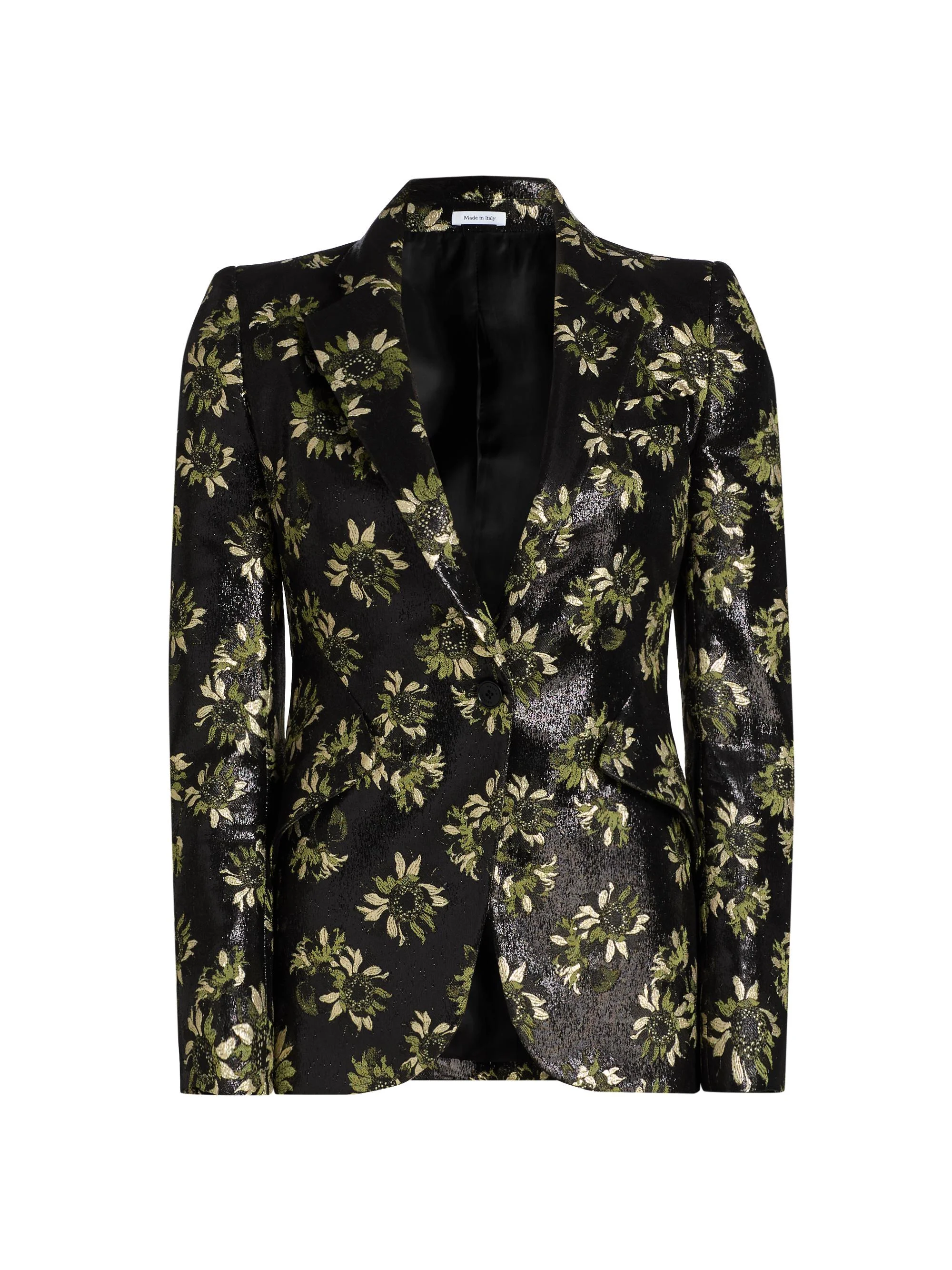 Women's Lacquered Sunflower Jacquard Blazer - Black Multi - 1
