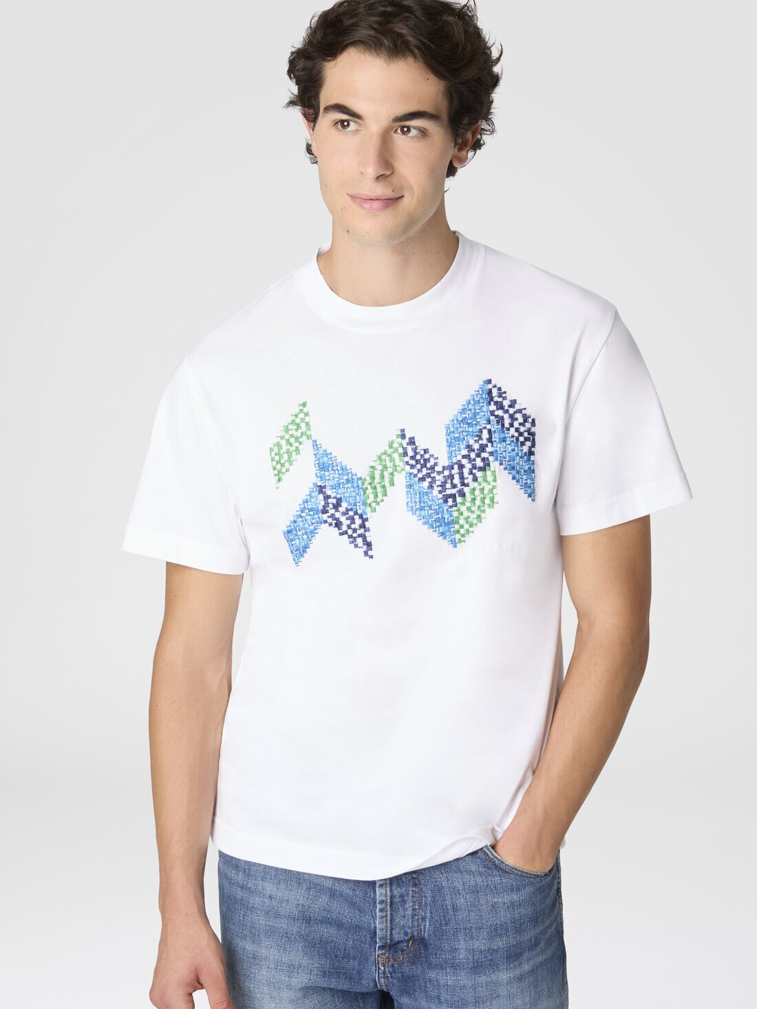 Short Sleeve T-Shirt with Flame Zigzag Insert and Logo - 4