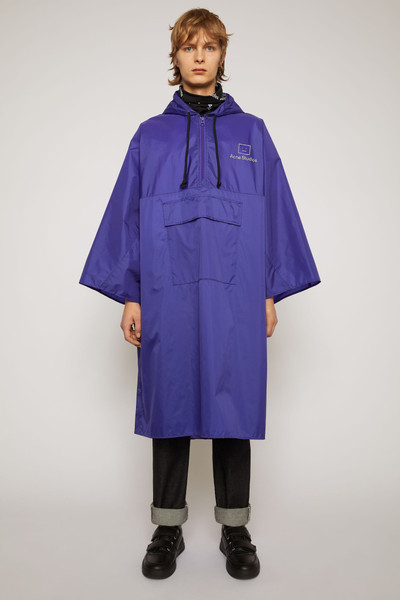 Acne Studios Reflective face motif poncho sea blue outlook