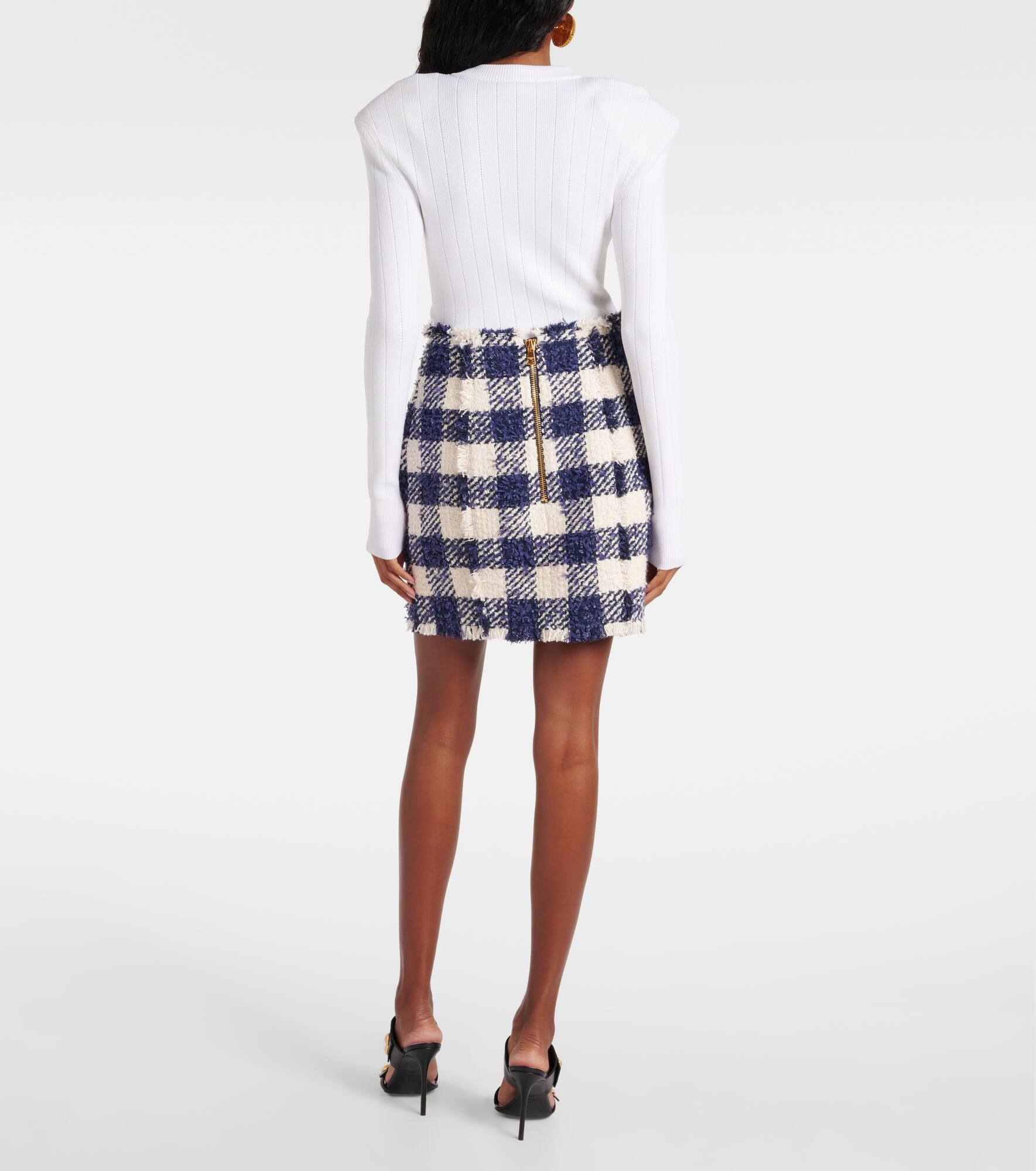 Checked high-rise tweed miniskirt - 3
