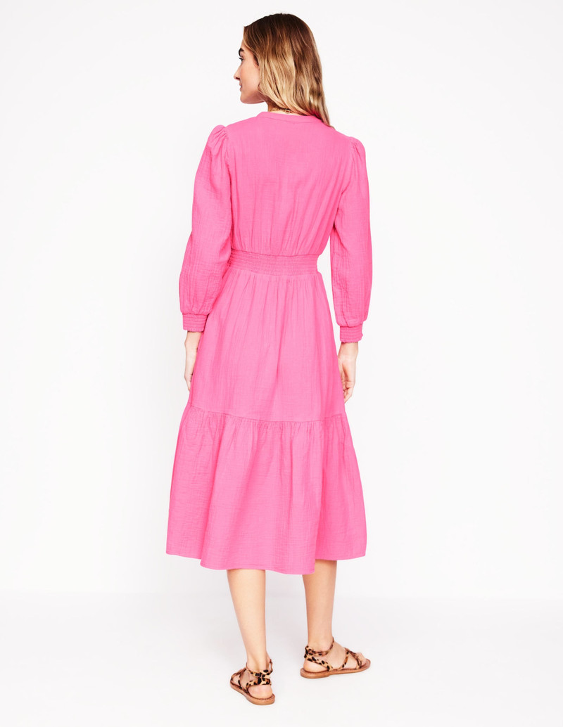 Elena Double Cloth Midi Dress-Sorbet Pink 5