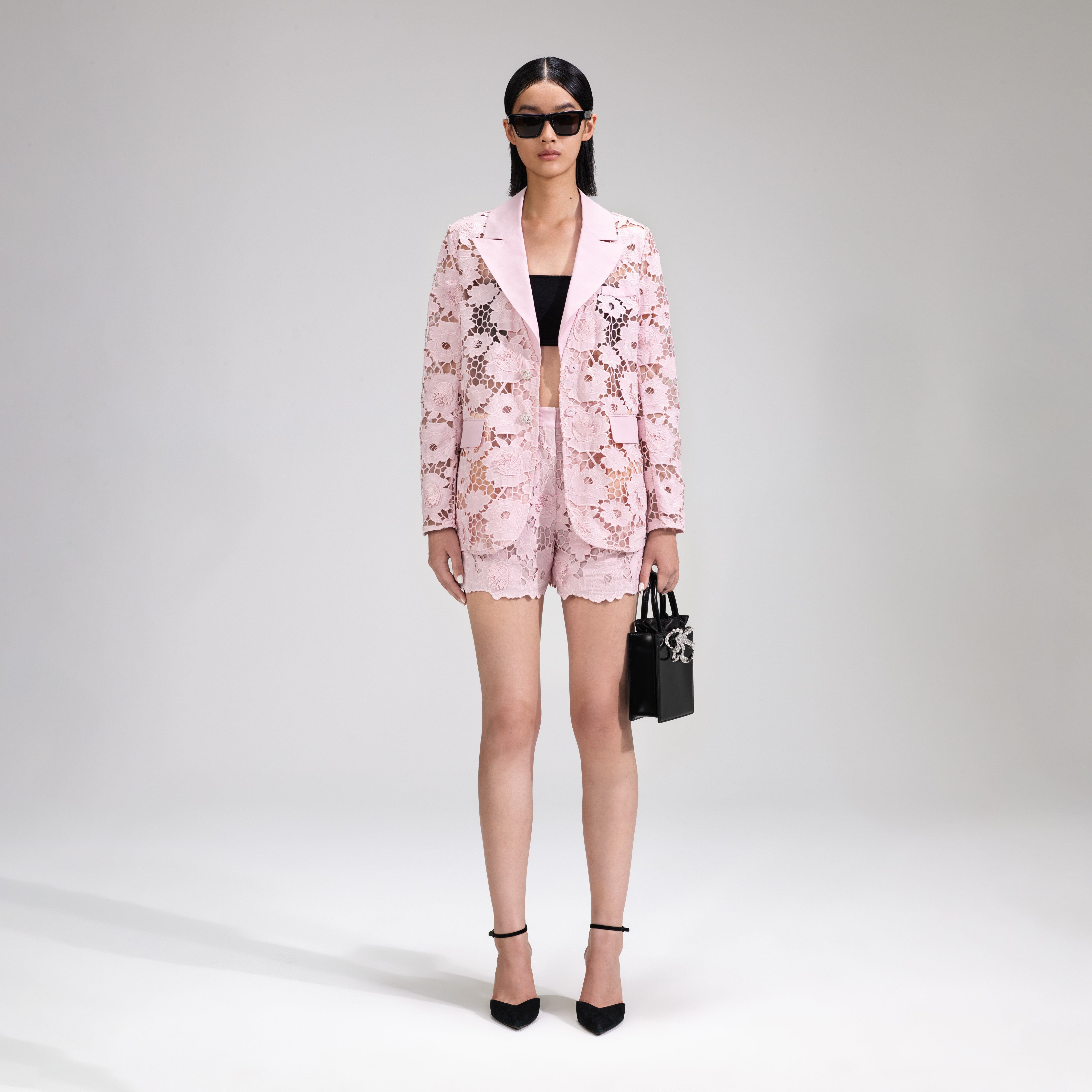 Pink 3D Cotton Lace Shorts - 1