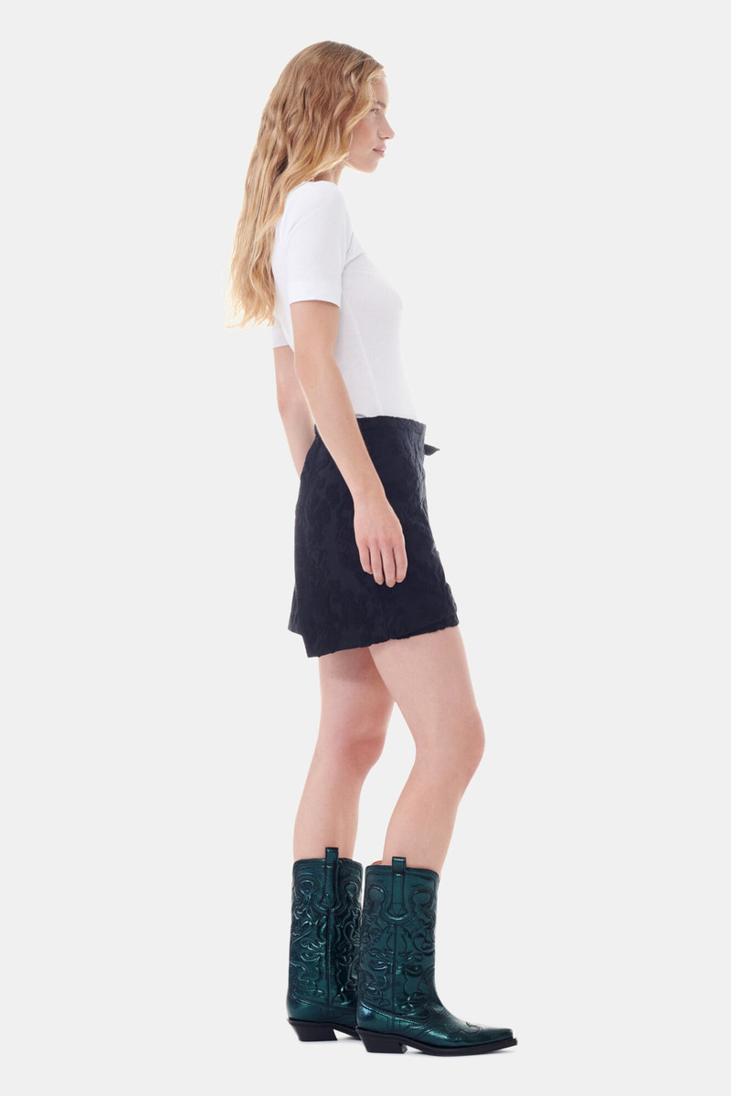 GANNI GREEN METALLIC MID SHAFT EMBROIDERED WESTERN BOOTS outlook