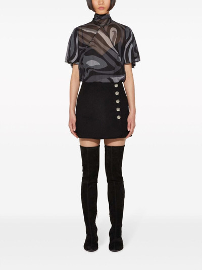 PUCCI side-button fastening wool miniskirt outlook