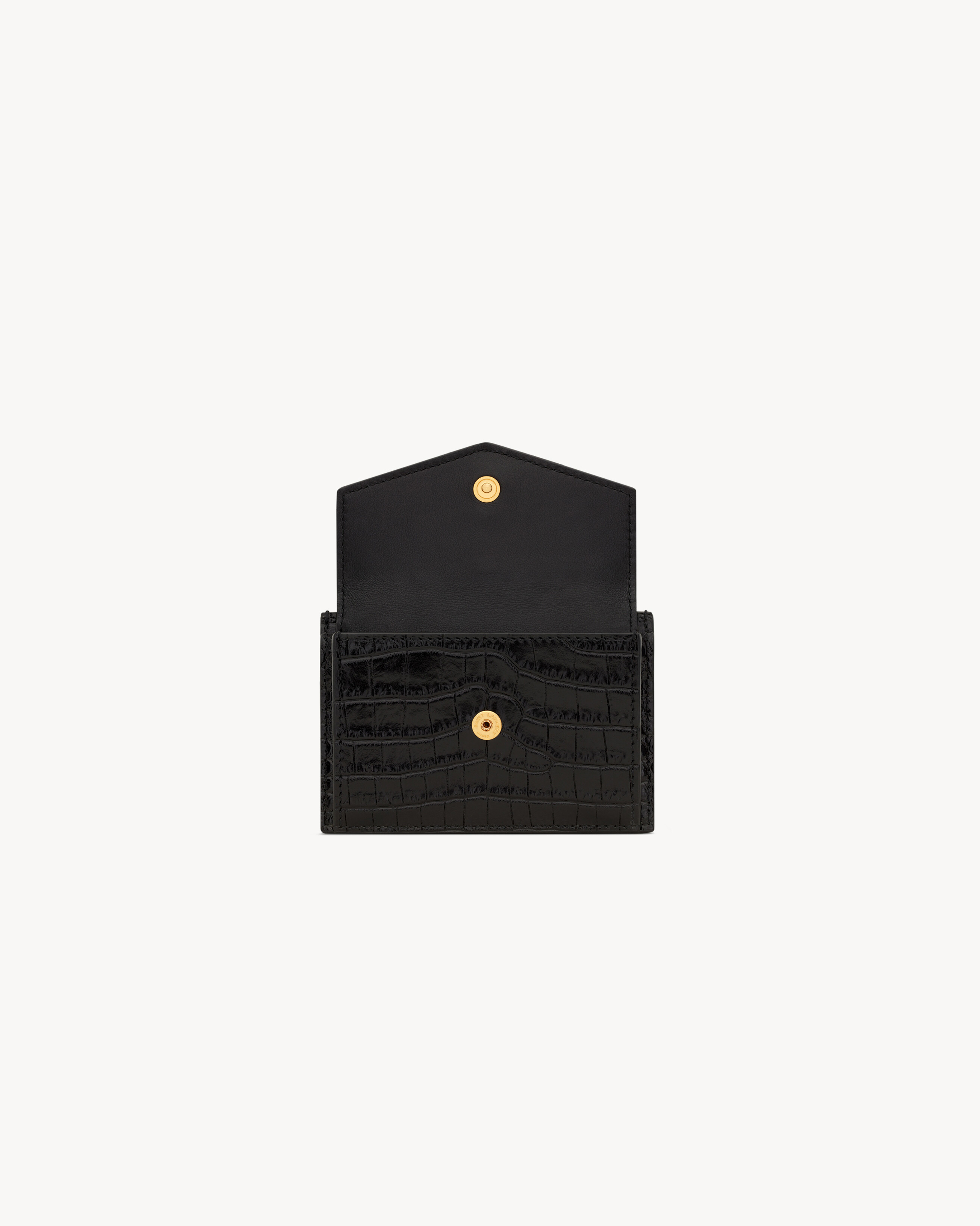 UPTOWN FLAP CARD CASE IN CROCODILE-EMBOSSED SHINY LEATHER - 4