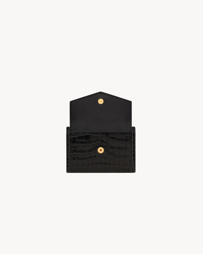 UPTOWN FLAP CARD CASE IN CROCODILE-EMBOSSED SHINY LEATHER 4