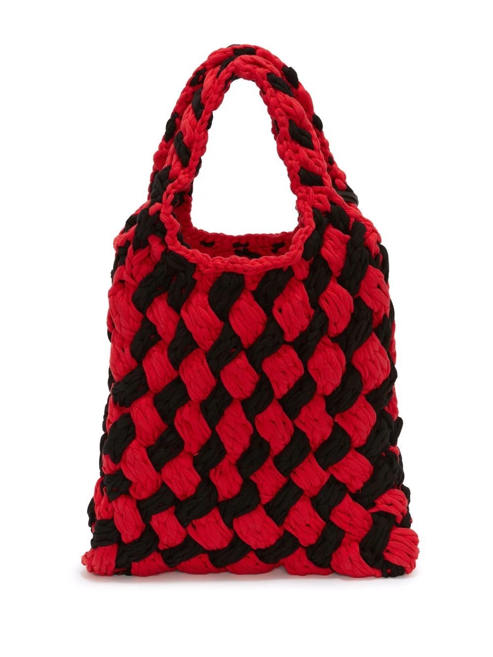 crochet checked tote bag - 2