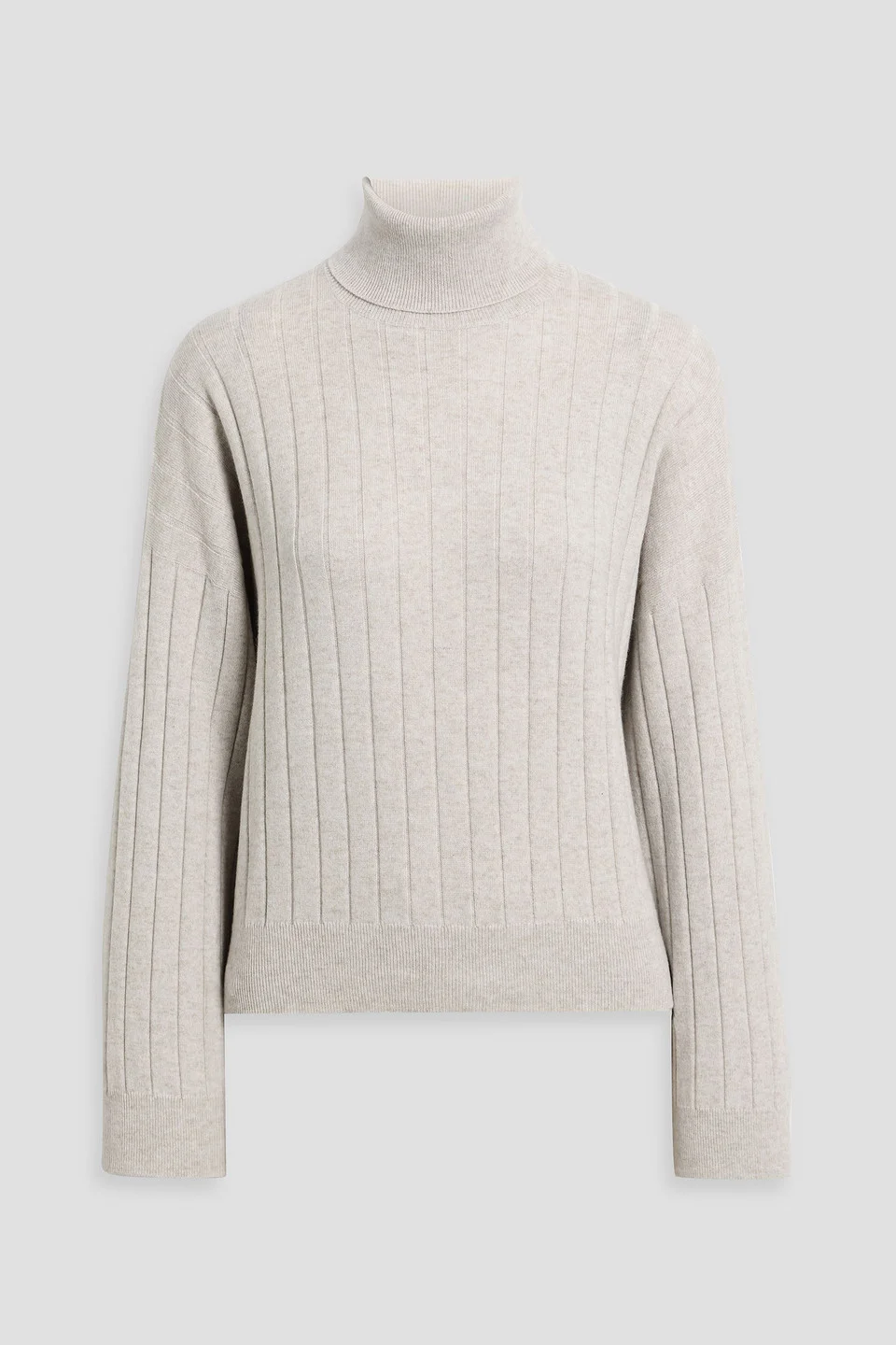 Bead-embellished ribbed cashmere turtleneck sweater - 1