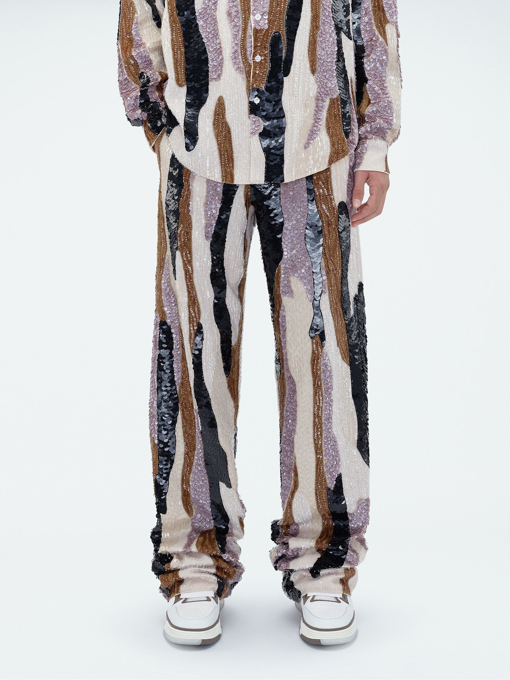 MIXED MEDIA SEQUIN BAGGY PANT - 3
