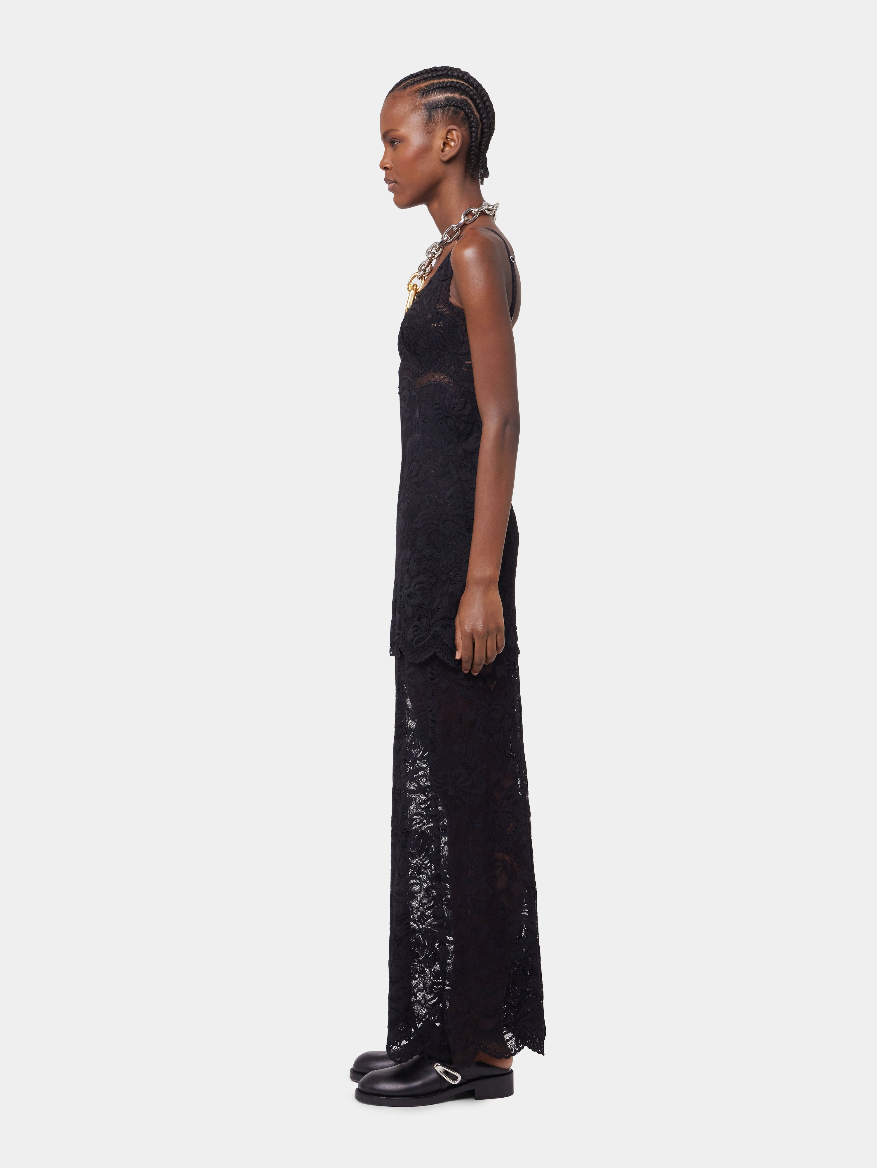 BLACK LONG DRESS IN LACE - 4