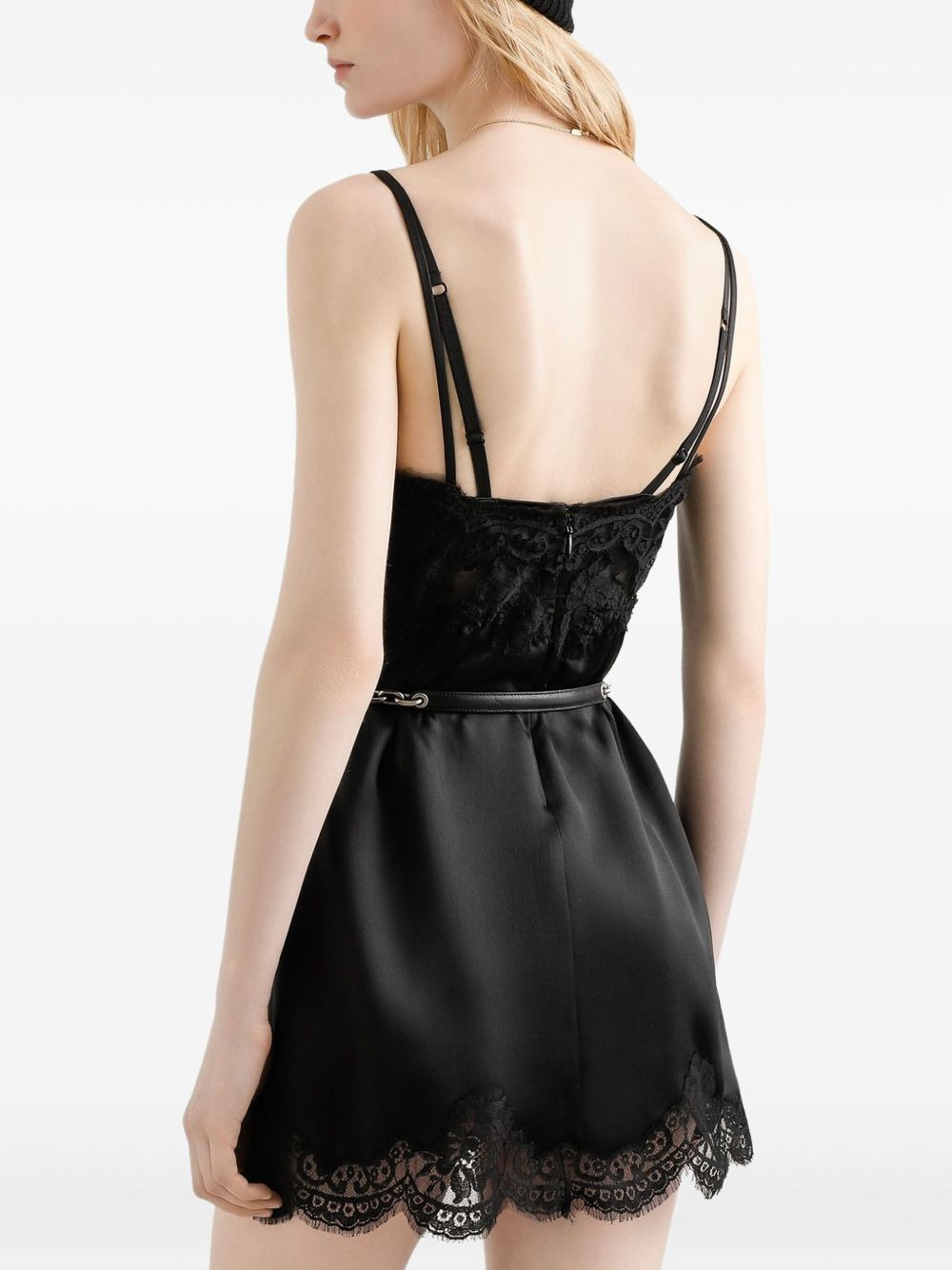 lace-trimmed slip mini dress - 4