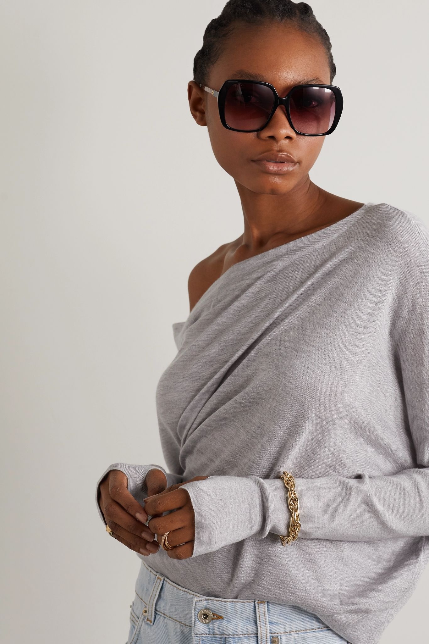 Oversized square-frame acetate sunglasses - 3