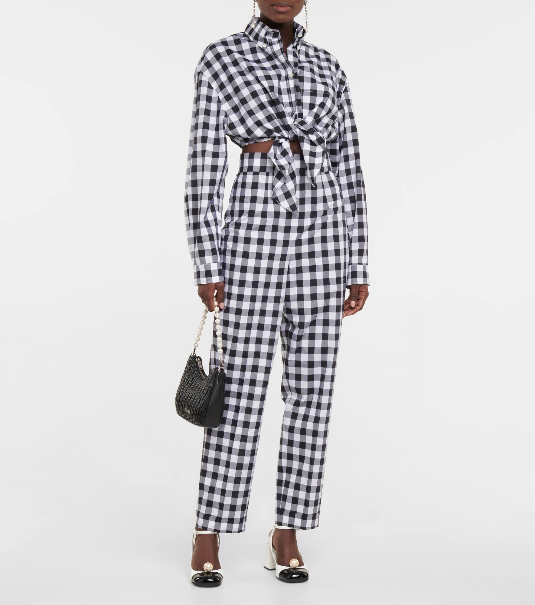 Gingham high-rise cotton pants - 2