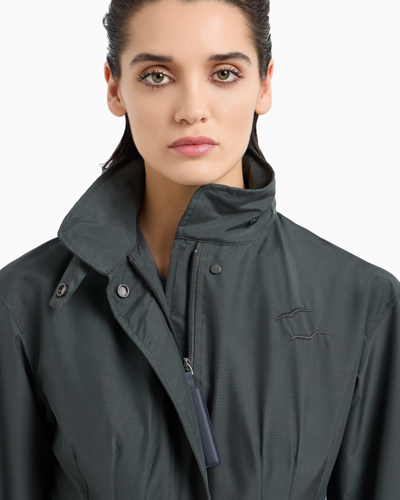 TECHNICAL SILK HOODED PEA COAT - 5