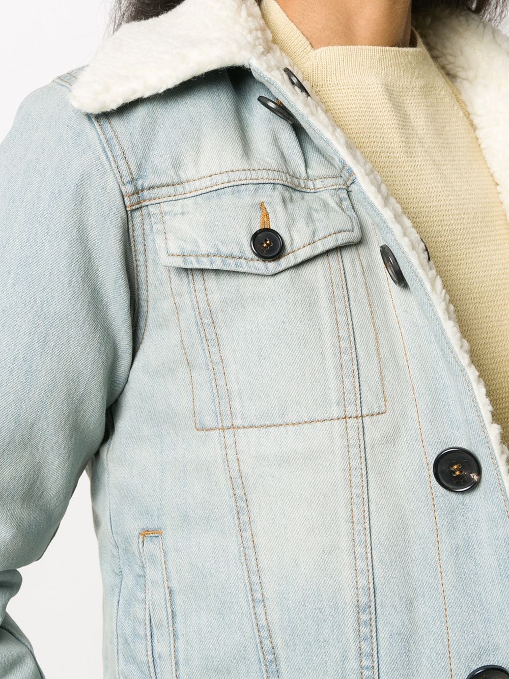 shearling-lined denim jacket - 5