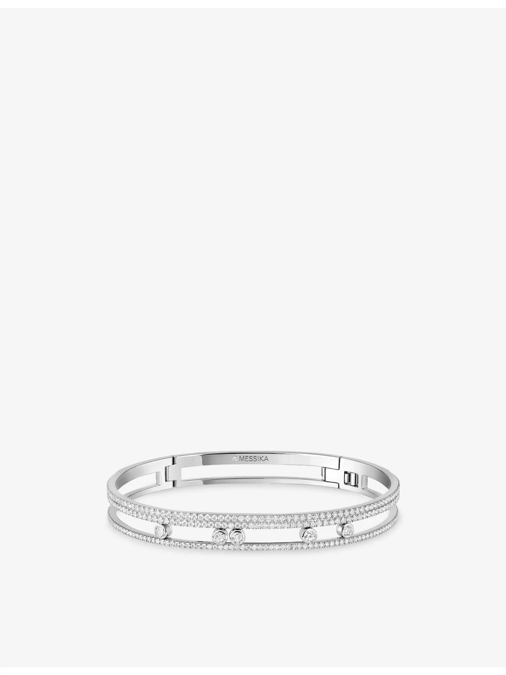 Move Romane Pave 18ct Gold And 1.75ct Diamond Bangle Bracelet - 1