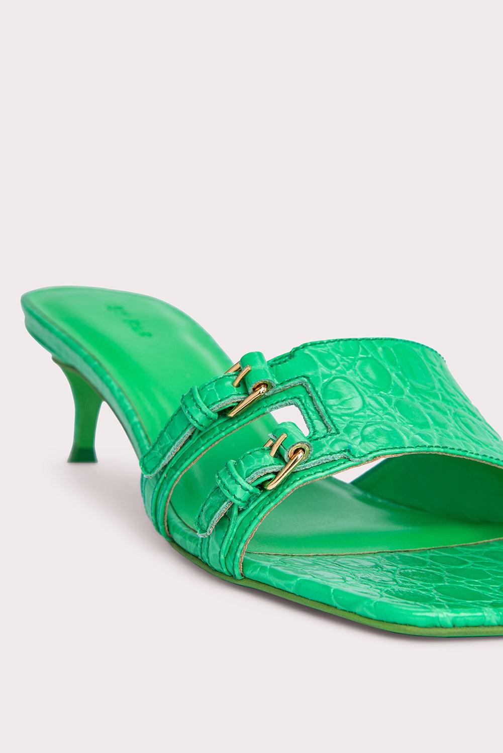 Roni Super Green Circular Croco Embossed Leather - 3