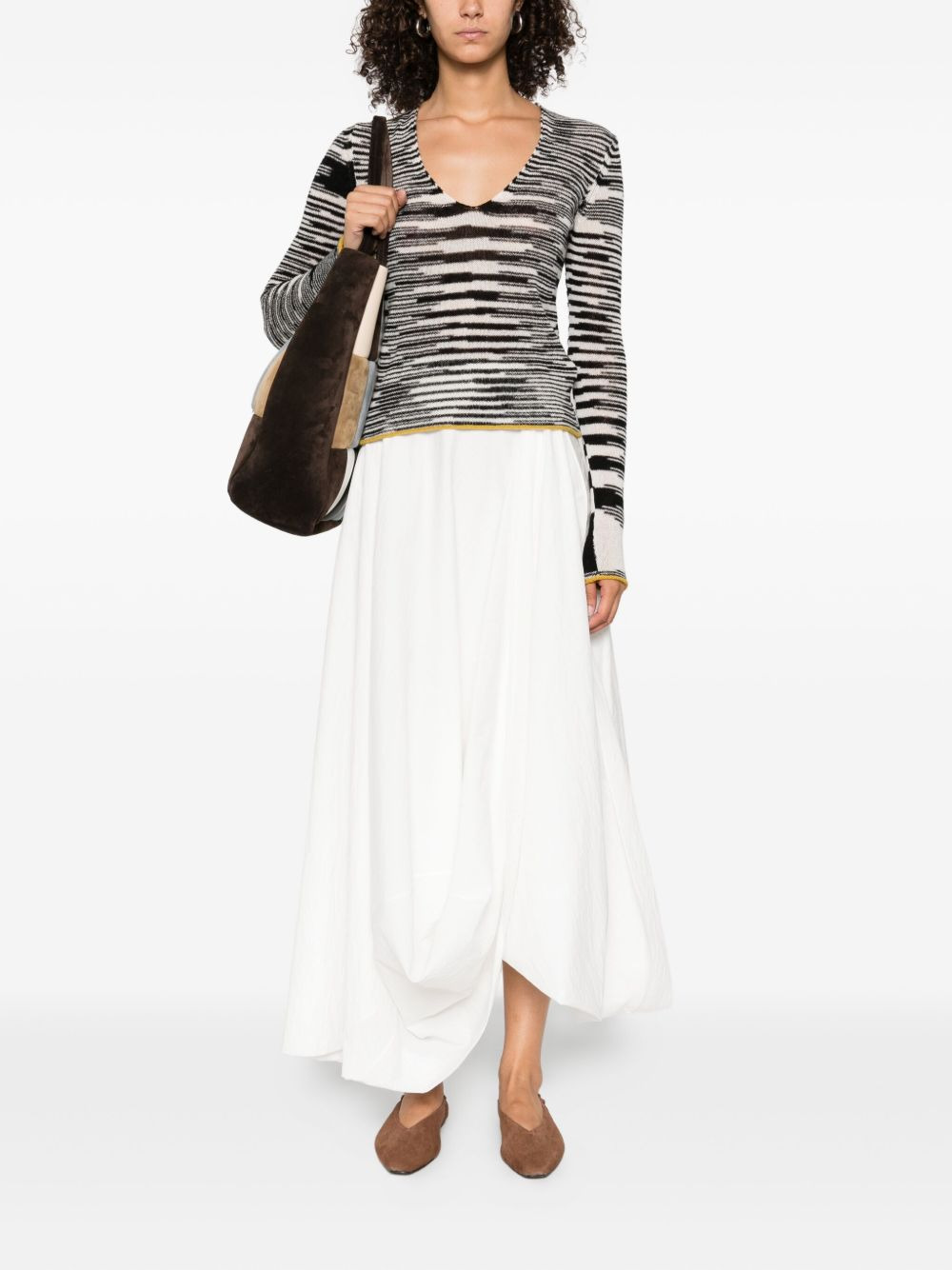 striped-pattern V-neck sweater - 2