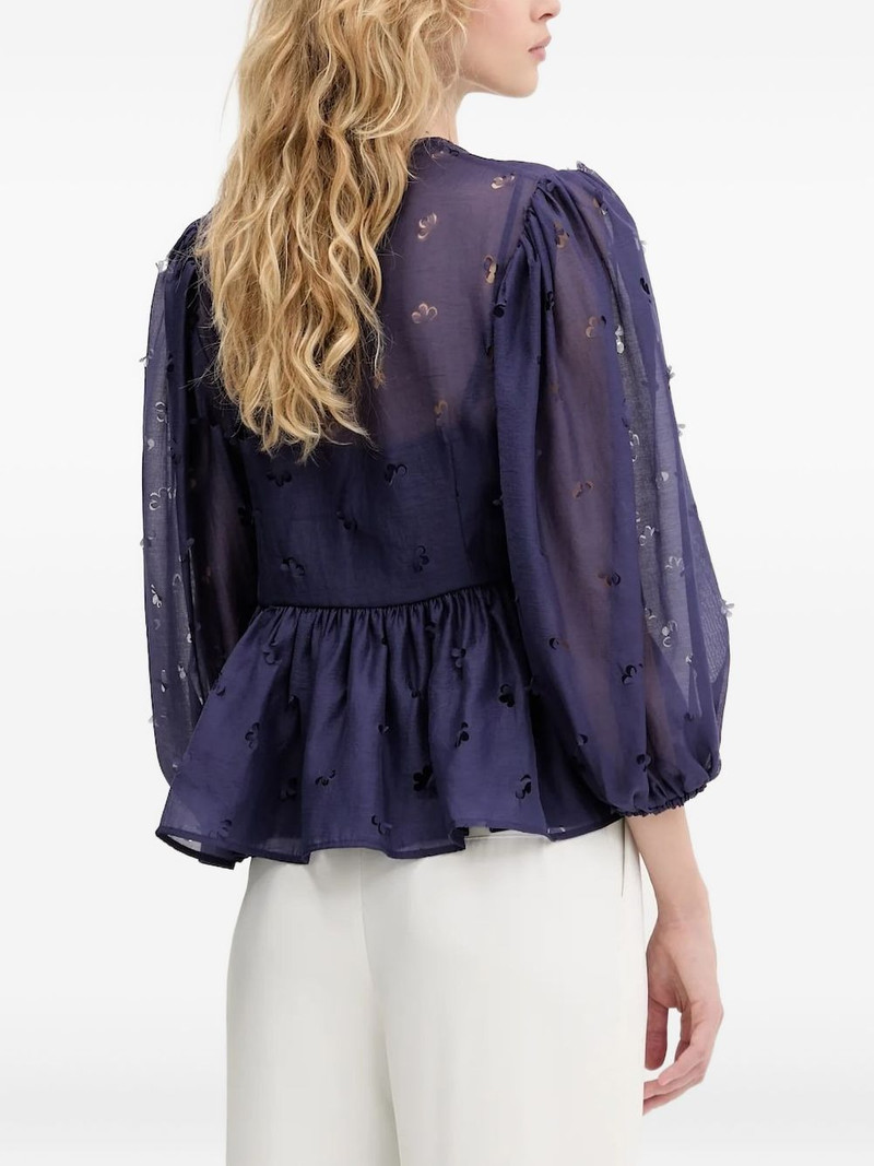 STINE GOYA floral-embellished tie-neck blouse outlook