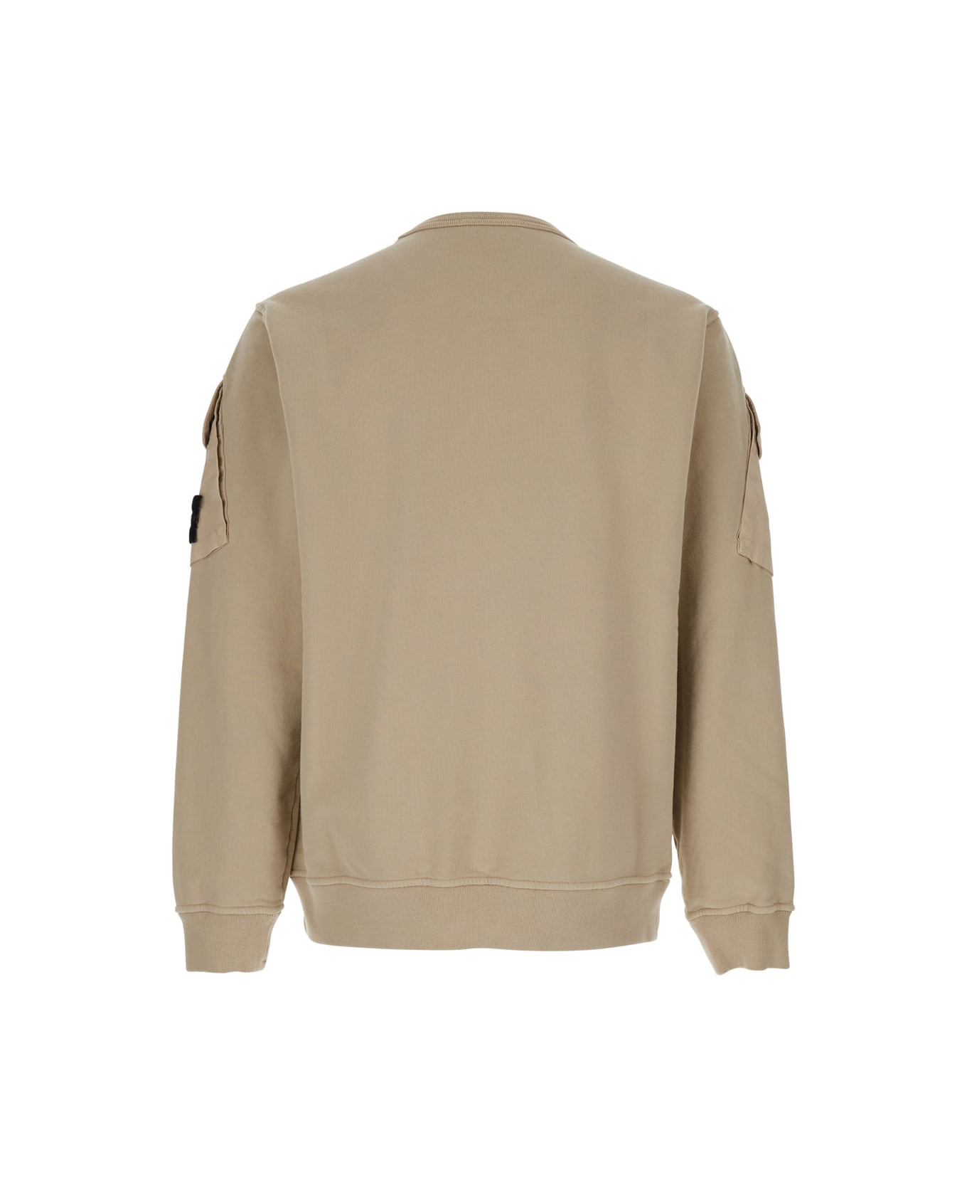 Beige Crewneck Sweatshirt With Logo Patch On The Sleeve In Cotton Man - 2