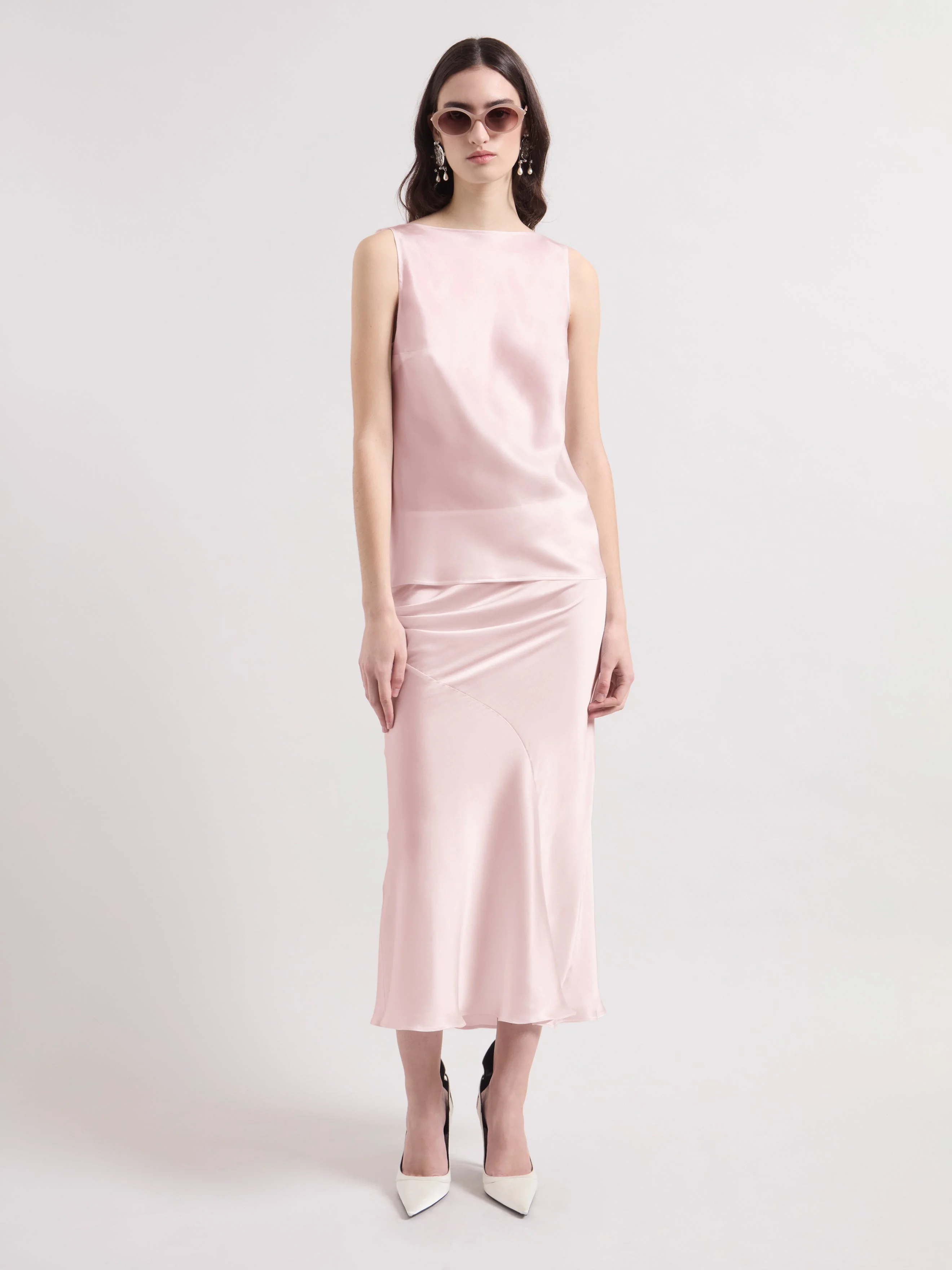Pink Halterneck Silk Satin Top - 1
