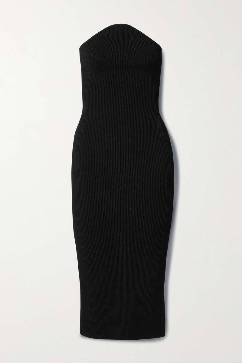 Rumer strapless ribbed-knit midi dress - 1