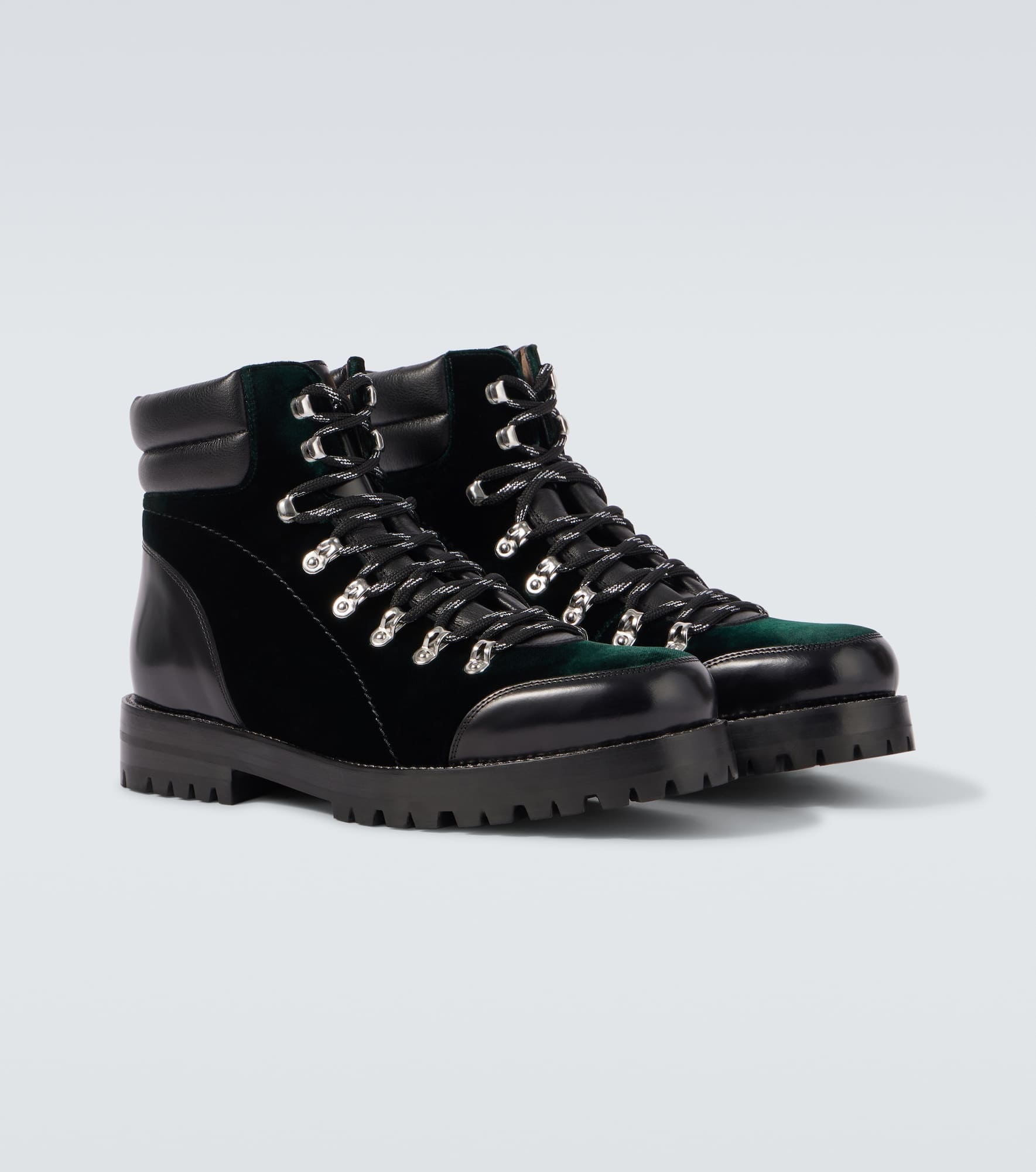 Janka leather-trimmed velvet combat boots - 5