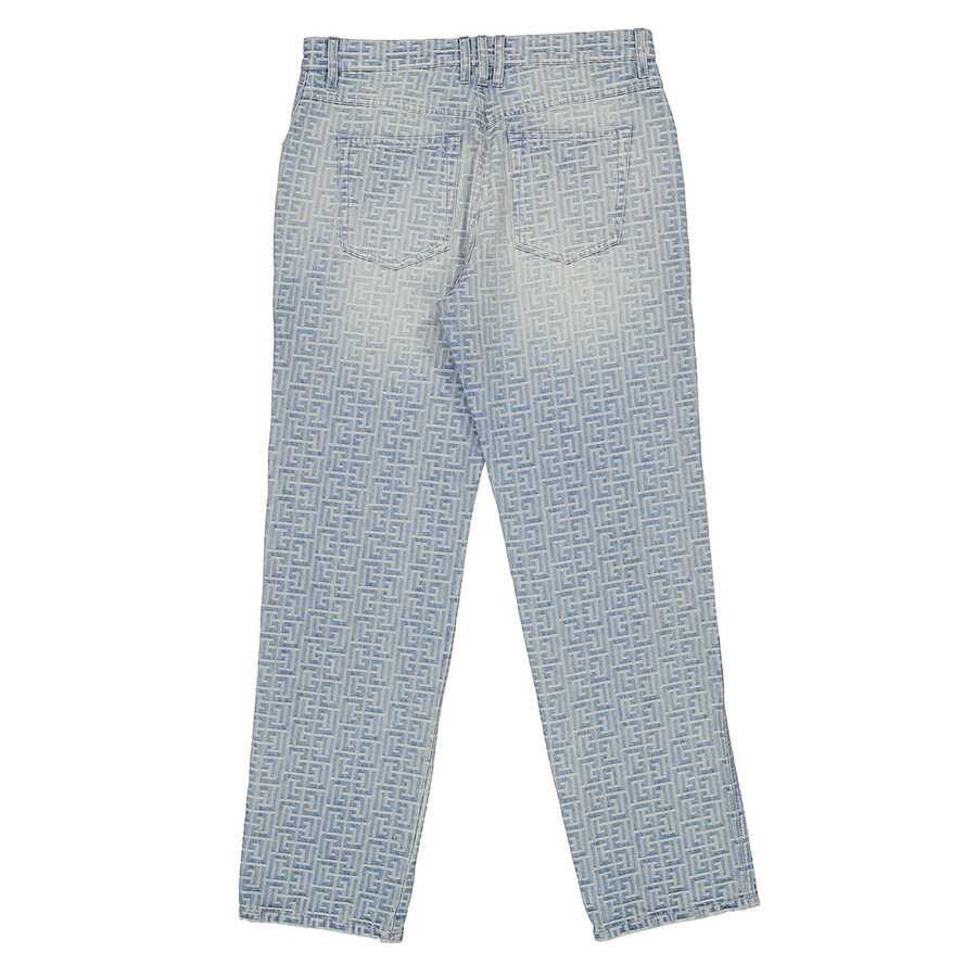 Balmain Monogrammed Jacquard Denim Jeans - 6