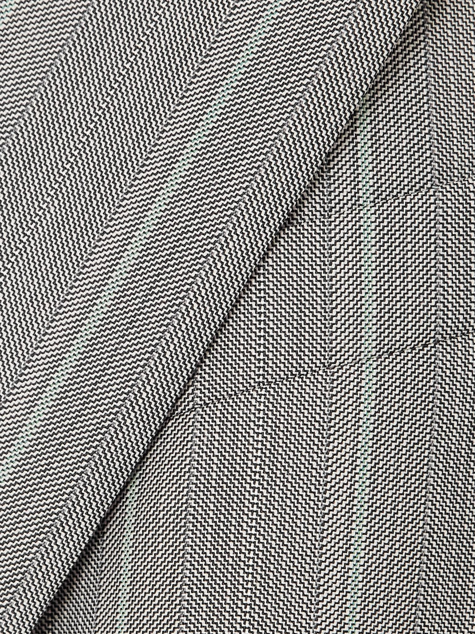 Double-breasted herringbone wool-blend blazer Gray - 5